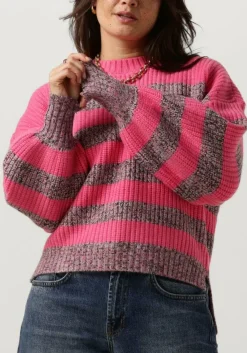 CO'COUTURE trui row melange stripe knit roze Hot