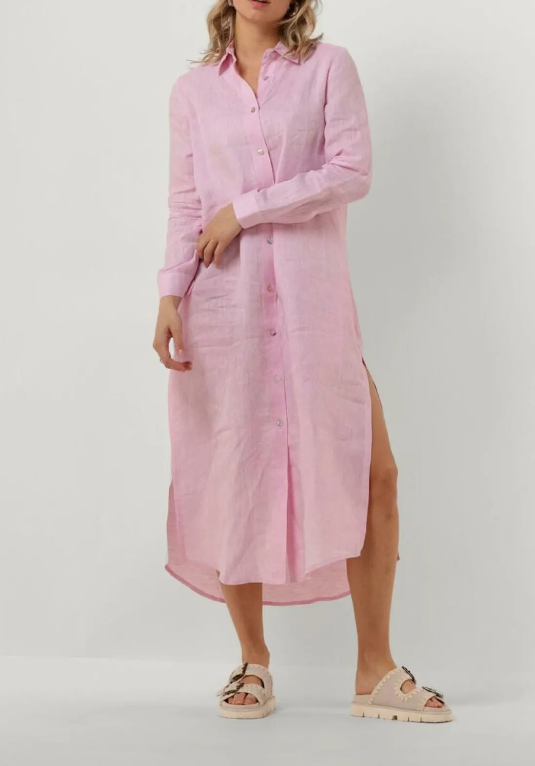 RESORT FINEST maxi jurk shirt dress roze New