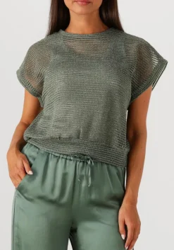 SUMMUM oversized top gauze groen Clearance