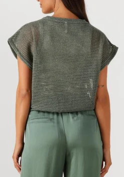 SUMMUM oversized top gauze groen Clearance