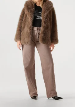 ALTER EGO taupe faux fur jas harper bruin