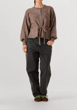 CO'COUTURE vest row cable tie cardigan taupe Discount