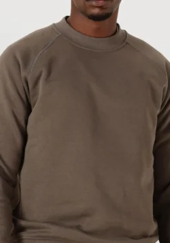 GENTI trui basic logo sweater taupe Outlet