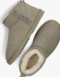 LINA LOCCHI vachtlaarzen extreme glitter low taupe Outlet