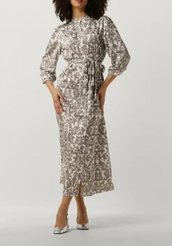 NOTRE-V midi jurk satin dress one taupe New