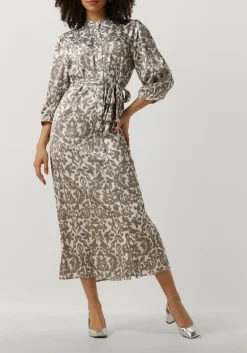 NOTRE-V midi jurk satin dress one taupe New