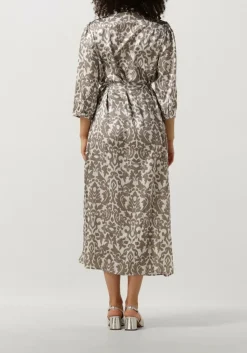 NOTRE-V midi jurk satin dress one taupe New