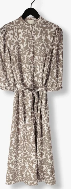 NOTRE-V midi jurk satin dress one taupe New