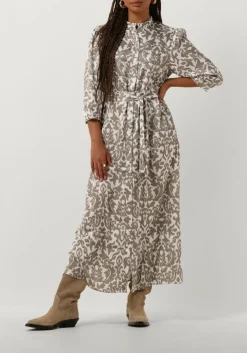 NOTRE-V midi jurk satin dress one taupe New