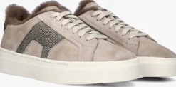 SANTONI lage sneakers sue glitter sneaker taupe Discount