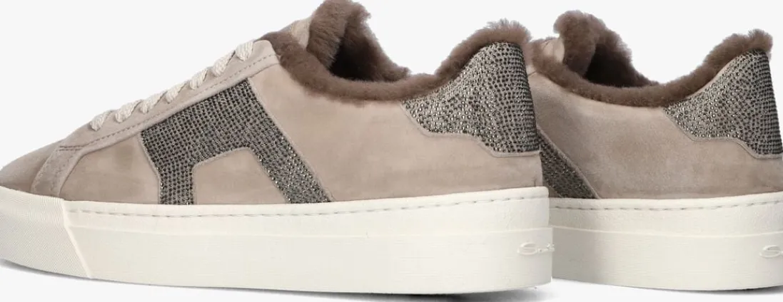 SANTONI lage sneakers sue glitter sneaker taupe Discount