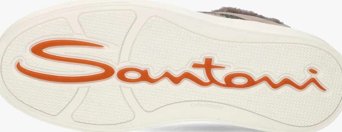 SANTONI lage sneakers sue glitter sneaker taupe Discount