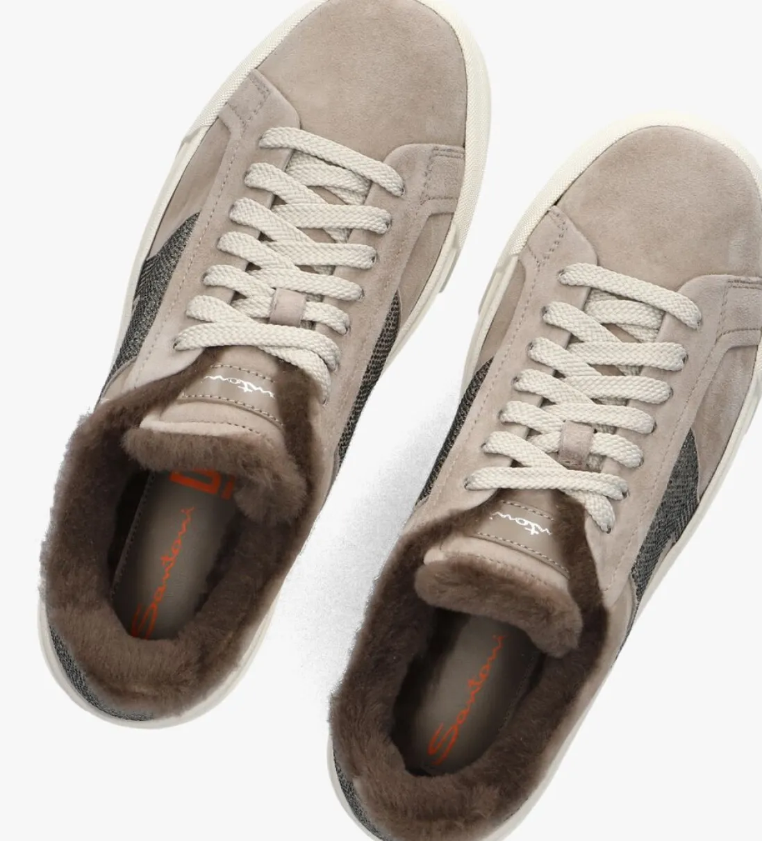 SANTONI lage sneakers sue glitter sneaker taupe Discount