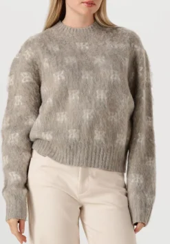 STUDIO AR trui alyssa brushed knit taupe Discount