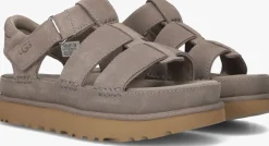 UGG platte sandalen w goldenstar strap taupe Discount