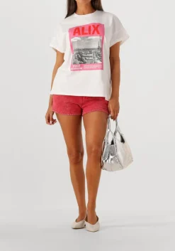 ALIX THE LABEL te t-shirt ladies knitted photoprint t-shirt wit Discount