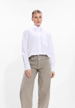 CLOSED te blouses cropped classic shirt wit Clearance