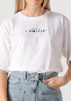 HAUTE L'AMITIÉ te haute l'amitié t-shirt crew rub print tee wit Online