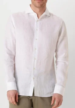 PROFUOMO te klassiek overhemd shirt x-cutaway linen wit Clearance