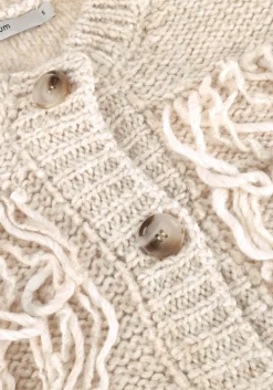 SUMMUM te vest cardigan 3/4 sleeve fringe knit wit Online