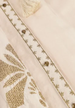 SUMMUM maxi jurk long dress linen heavy embroidery zand Sale