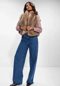 VANESSA BRUNO faux fur jas marcello vest zand Online