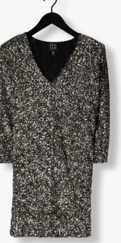 ACCESS en mini jurk sequin mini dress with v necklin zilver Discount
