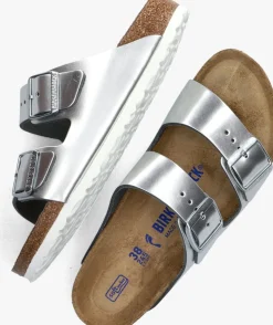 BIRKENSTOCK en slippers arizona met shine zilver Clearance