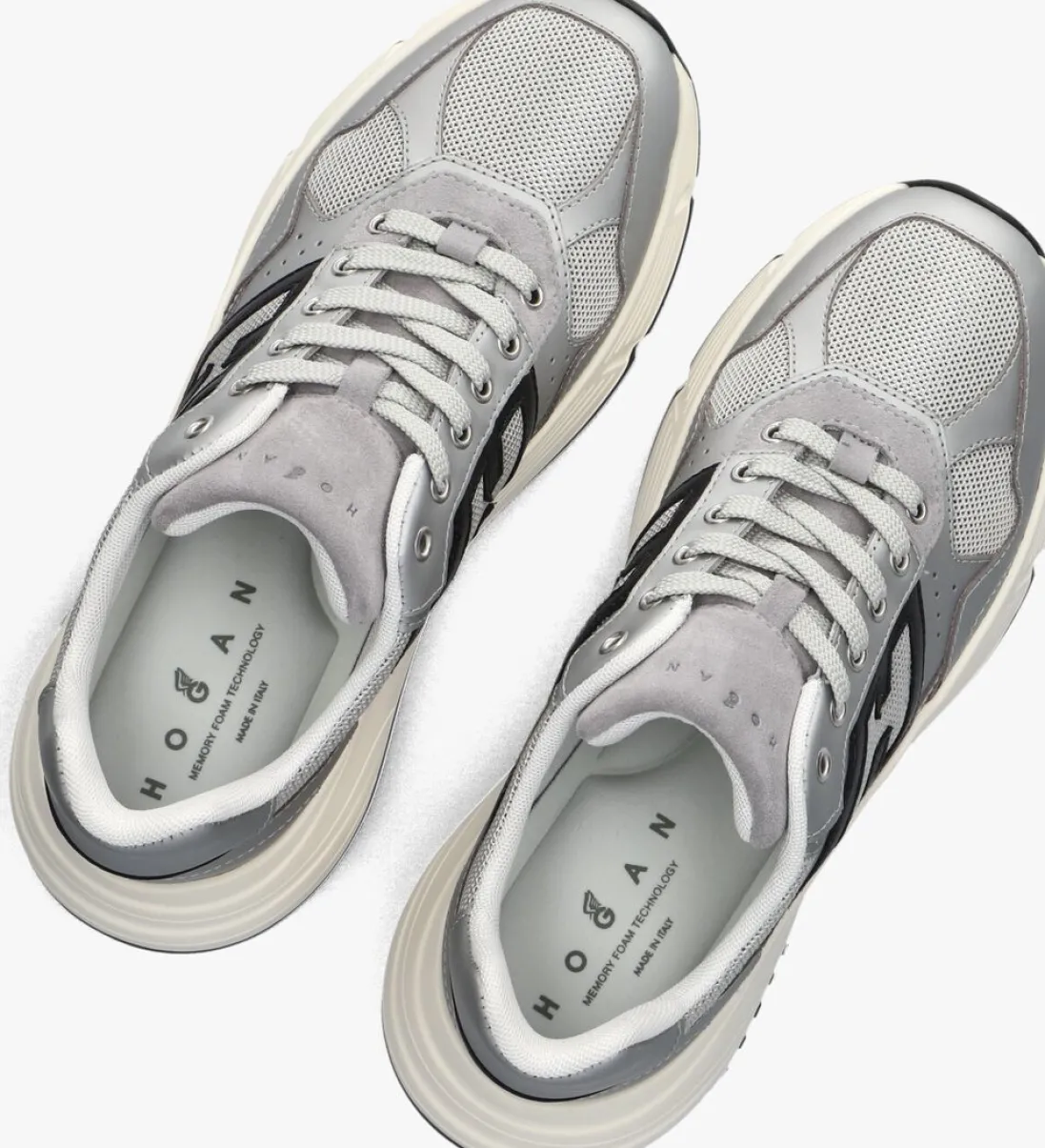 HOGAN en sneakers met mesh sneaker zilver Outlet