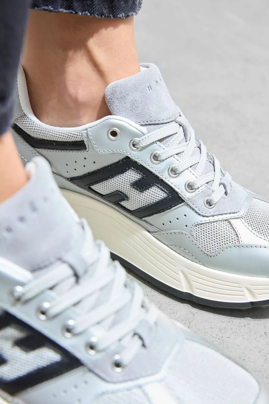 HOGAN en sneakers met mesh sneaker zilver Outlet