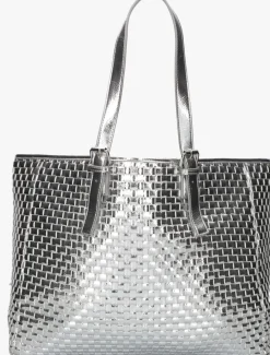 NÚNOO en núnoo schoudertas maxi shopper braided recycled cool zilver Best