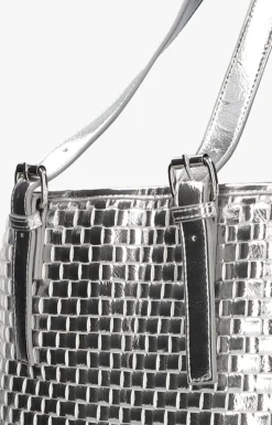 NÚNOO en núnoo schoudertas maxi shopper braided recycled cool zilver Best