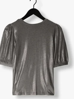 SUMMUM en top rond neck top metallic coated jersey zilver Outlet