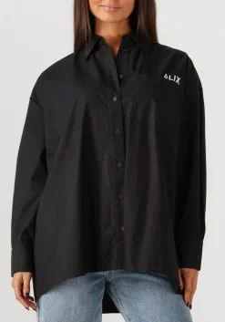 ALIX THE LABEL e blouses ladies woven oversized poplin blouse zwart Clearance