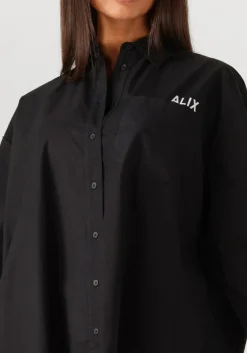 ALIX THE LABEL e blouses ladies woven oversized poplin blouse zwart Clearance