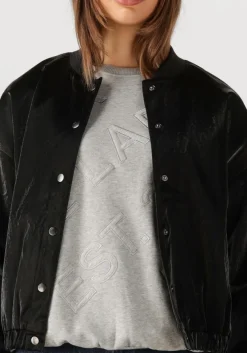 ALIX THE LABEL e jack ladies woven velvet leather bomber zwart
