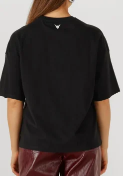 ALIX THE LABEL e t-shirt foil print t-shirt zwart New