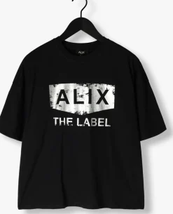 ALIX THE LABEL e t-shirt foil print t-shirt zwart New
