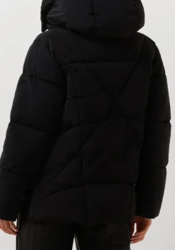 BLONDE08 e gewatteerde jas korte doorgestikte jas zwart