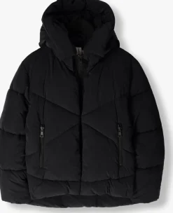 BLONDE08 e gewatteerde jas korte doorgestikte jas zwart