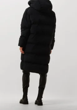 BLONDE08 e gewatteerde jas lang doorgestikte jas zwart Clearance