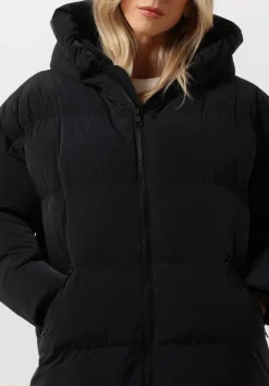 BLONDE08 e gewatteerde jas lang doorgestikte jas zwart Clearance