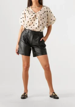 CO'COUTURE e korte broek phoebecc leather pleat shorts zwart Outlet