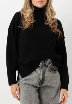 CO'COUTURE e truien/vesten maja slit roll neck zwart