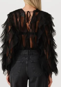 DANTE6 e blouses phora tulle ruffled top zwart Clearance