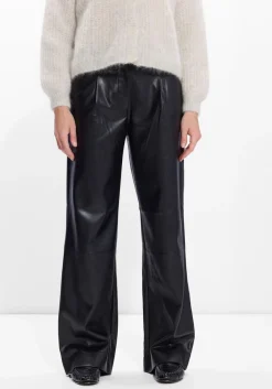 DANTE6 e wijde broek jules faux leather pants zwart New