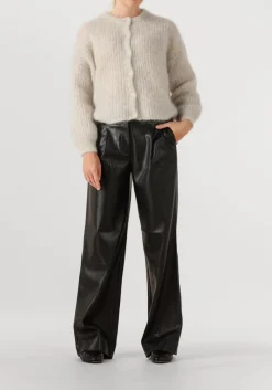 DANTE6 e wijde broek jules faux leather pants zwart New