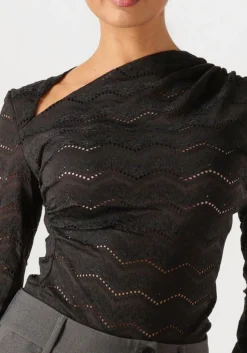 HAUTE L'AMITIÉ e haute l'amitié blouses lace drape neck blouse zwart Hot