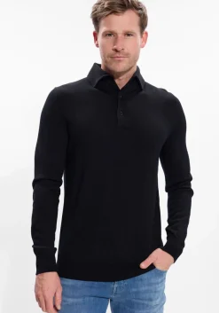 LEURINK KNIT e polo polo hidden button down zwart New
