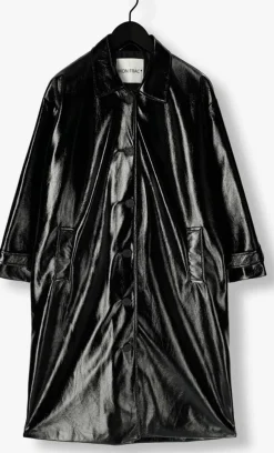 MON FRAC e mantel coat long craquele zwart Hot